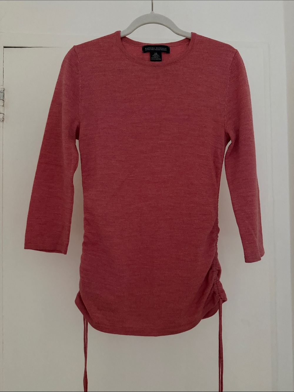 Banana Republic Dusty Rose Long-Sleeve Ruched Side Knit Top